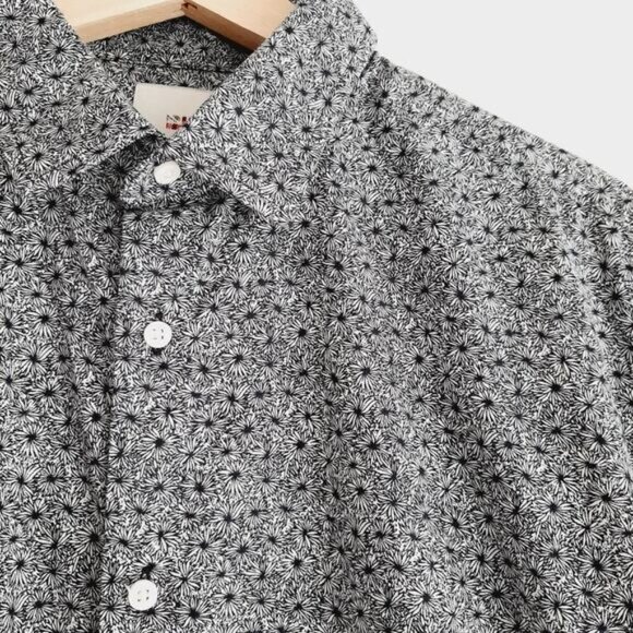 BEN SHERMAN Floral 100% Cotton Button Down Casual Shirt B&W Men's Sz L - Picture 7 of 12